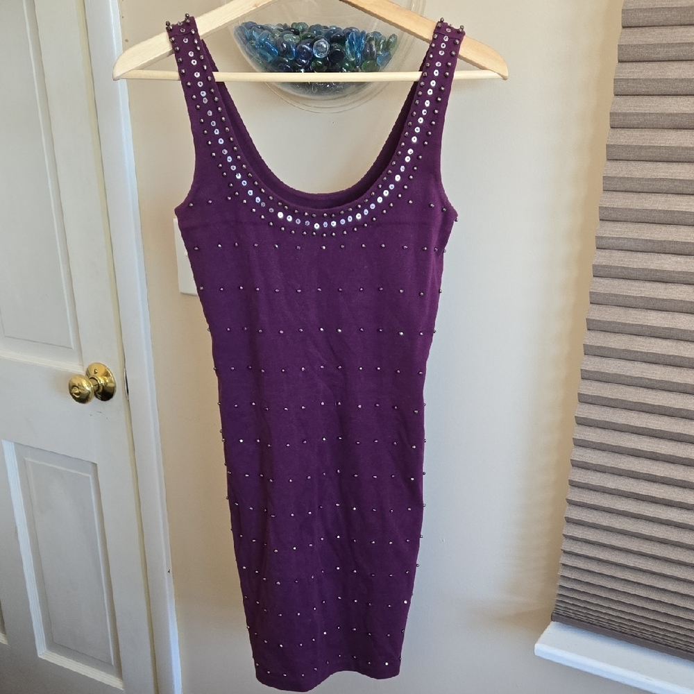 Armani Exchange Purple Studded Mini Dress